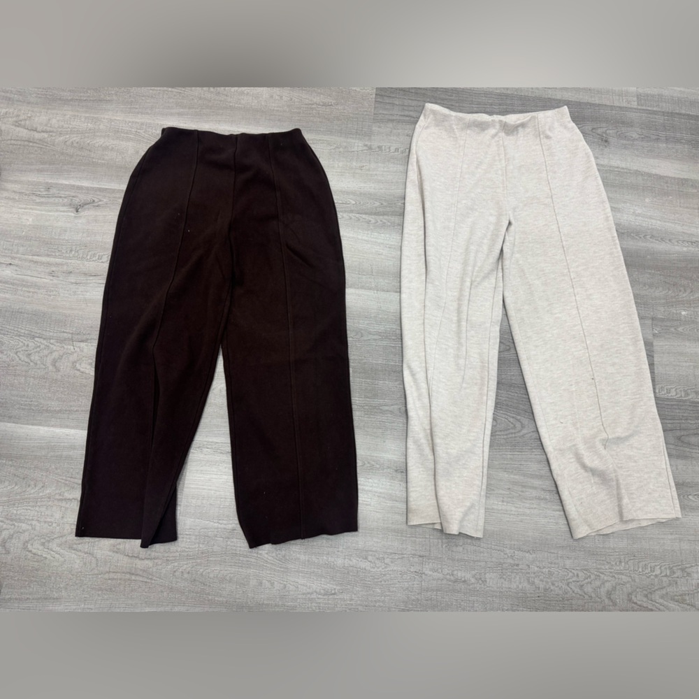 Zara Brown and Gray Wide-Leg Pants